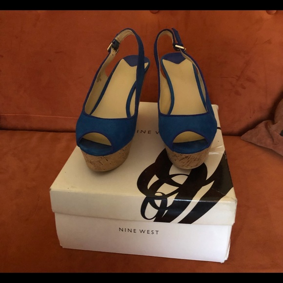 Nine West Blue Wedge Sandal - Picture 2 of 6